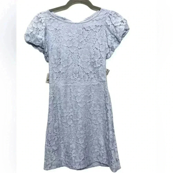 Free People Mini Dress S Lace Tie Open Back Short Puff Sleeve Bow Cottagecore 4 - Picture 3 of 3